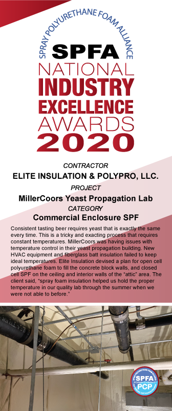 2020-SPFA-CommercialSprayFoamApplicationWin_EliteInsulationPolyProLLC 2020 Winner for Commercial Spray Foam Application SPFA Industry Excellence Awards Elite Insulation PolyPro LLC